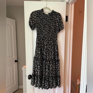 Black floral midi dress